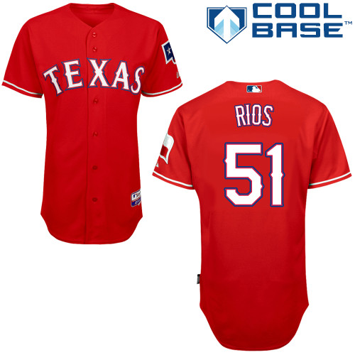 Alex Rios #51 MLB Jersey-Texas Rangers Men's Authentic 2014 Alternate 1 Red Cool Base Baseball Jersey